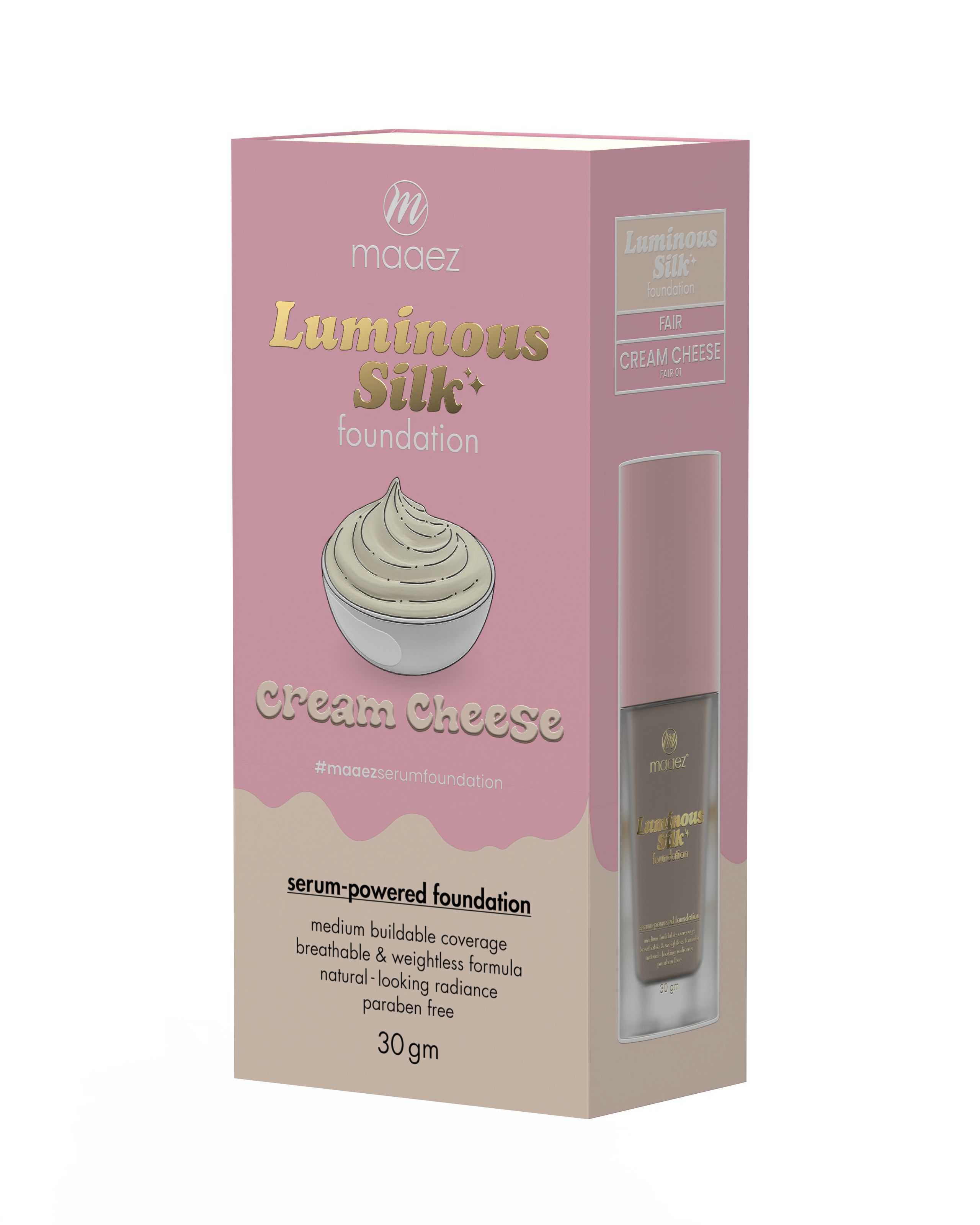 Maaez - Bedak Asas Cecair Serum | Serum Foundation (Luminous Silk) (Cream Cheese)